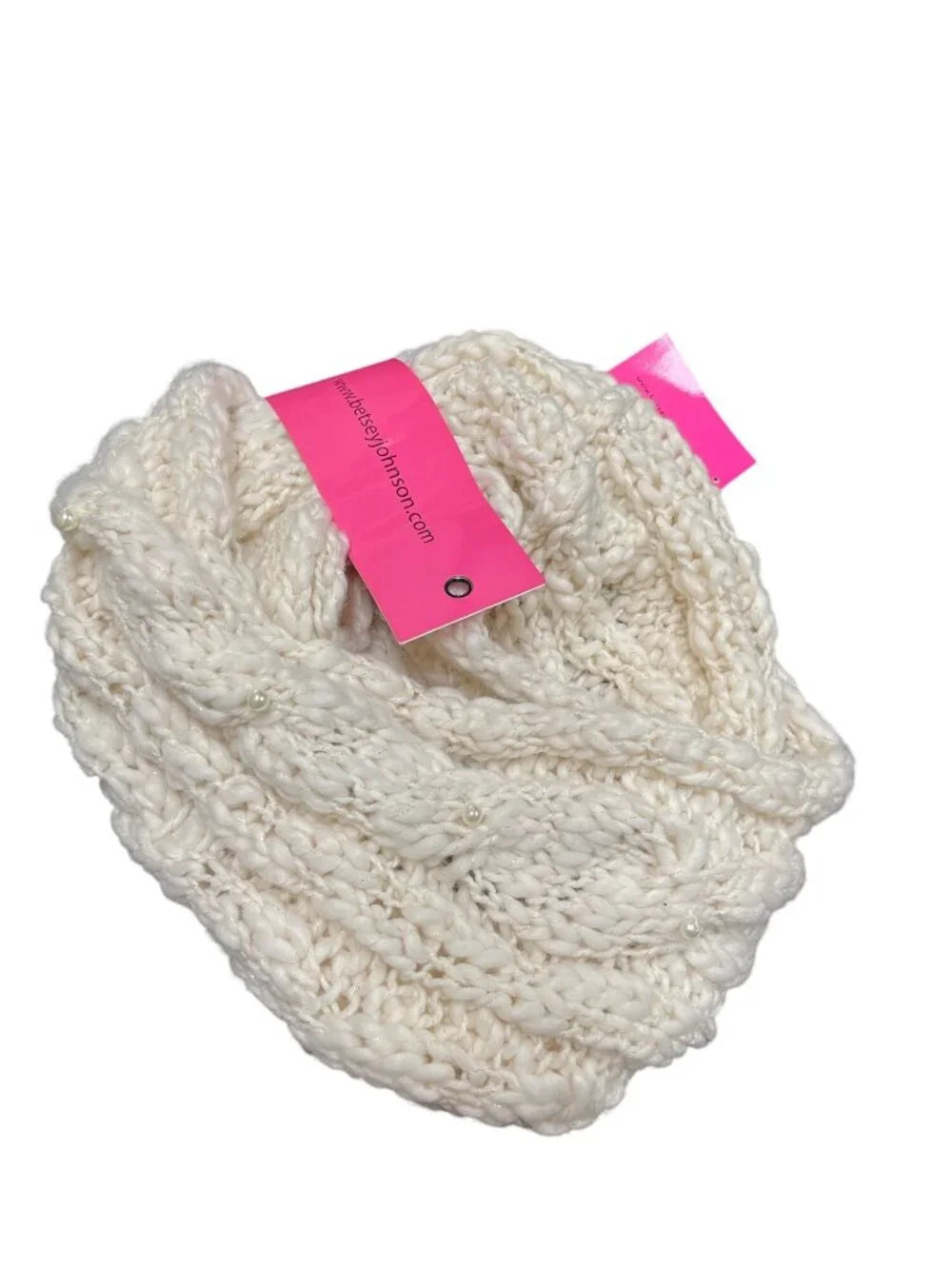 Betsey Johnson womens white cream beaded neck scarf One Size SKU 10-648
